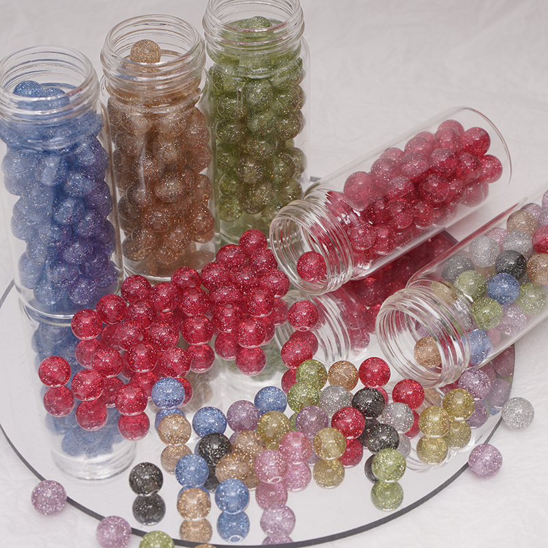 Body Jewelry Diy - 8/10mm Resins Round Shaped Beads Glitter