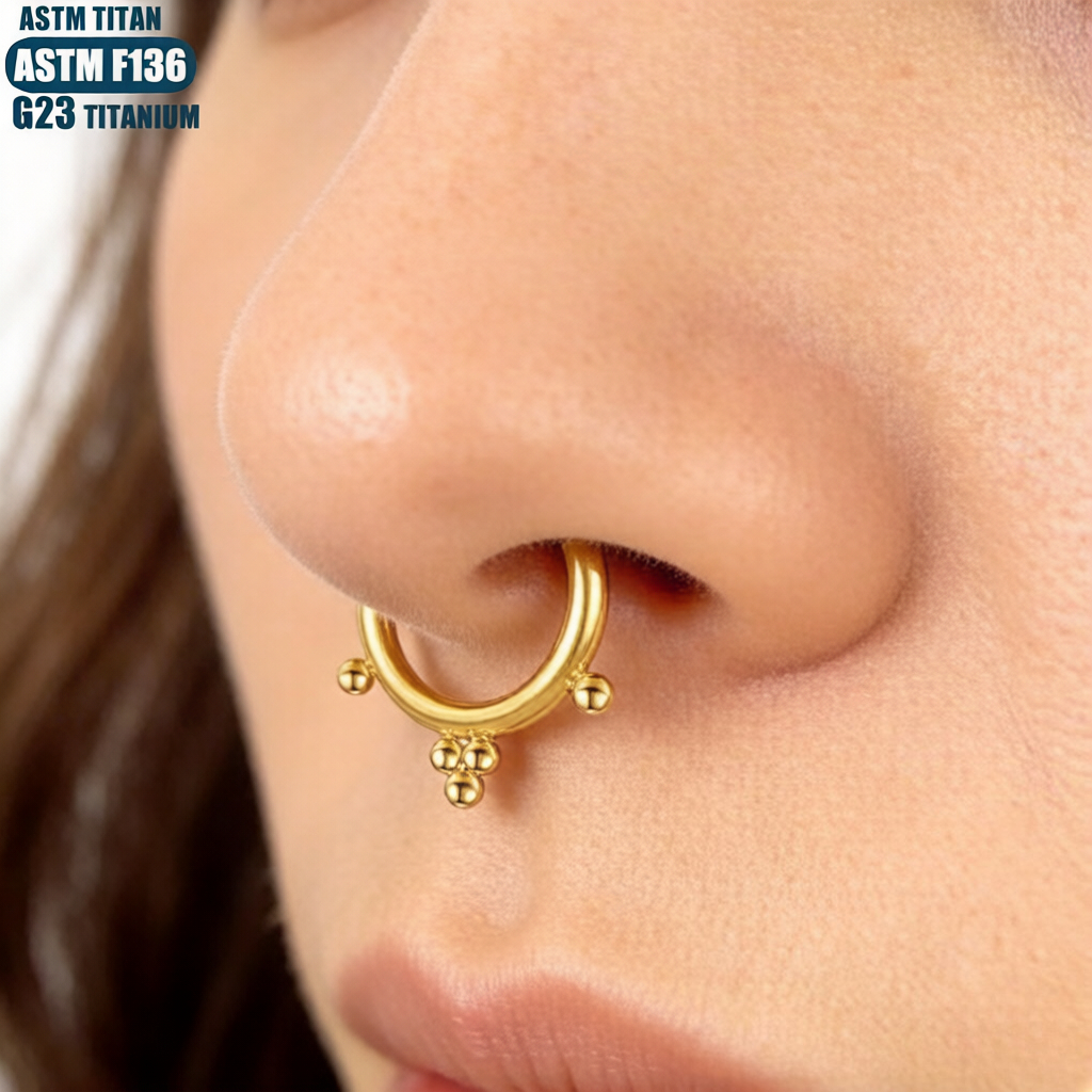 Clicker Ring Seamless - F136 Titanium 16G Septum Piercing Gold