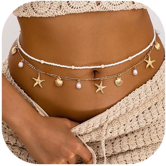 Body Jewelry Chains - Starfish Waist Chain Women Adjustable Layered