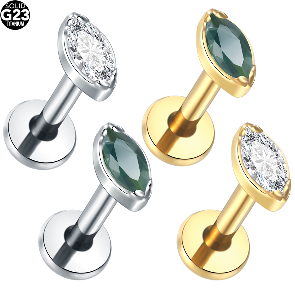 Tragus Flat Back - 1Pc/5Pcs Titanium Cartilage Earrings Flat Back