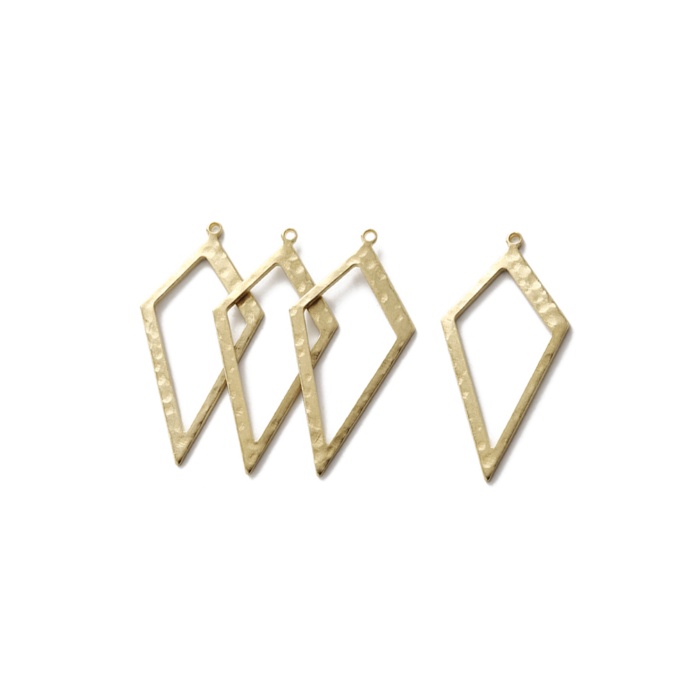 Body Jewelry Diy - Raw Brass Hammered Rhombus Charms Hollow