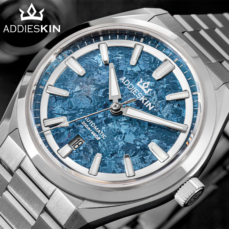 Body Jewelry Titanium - ADDIESKIN K006 Blue Crystallized Titanium Dial
