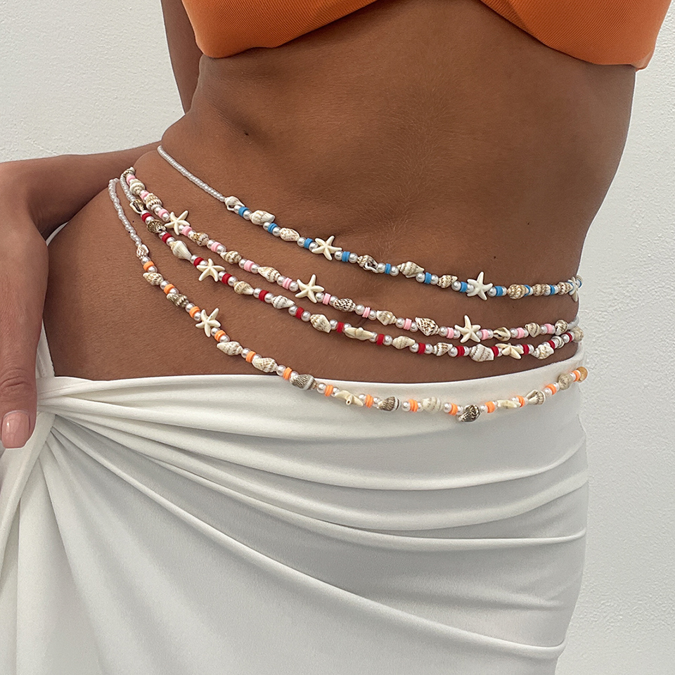 Body Jewelry Chains - IngeSight.Z 3pcs/set Boho Starfish Conch Beads