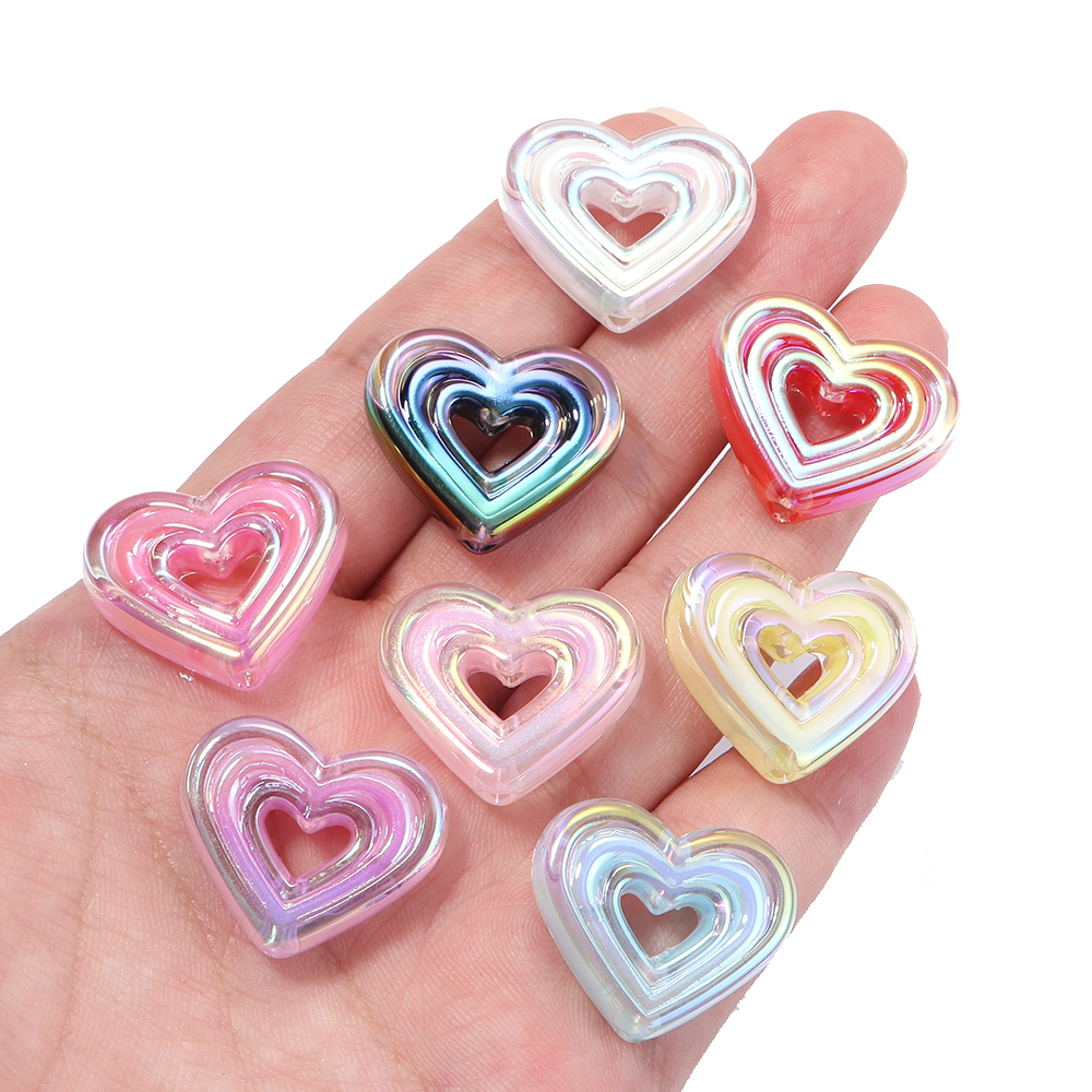 Body Jewelry Diy - 10pcs Transparent Heart Vertical Hole Bead
