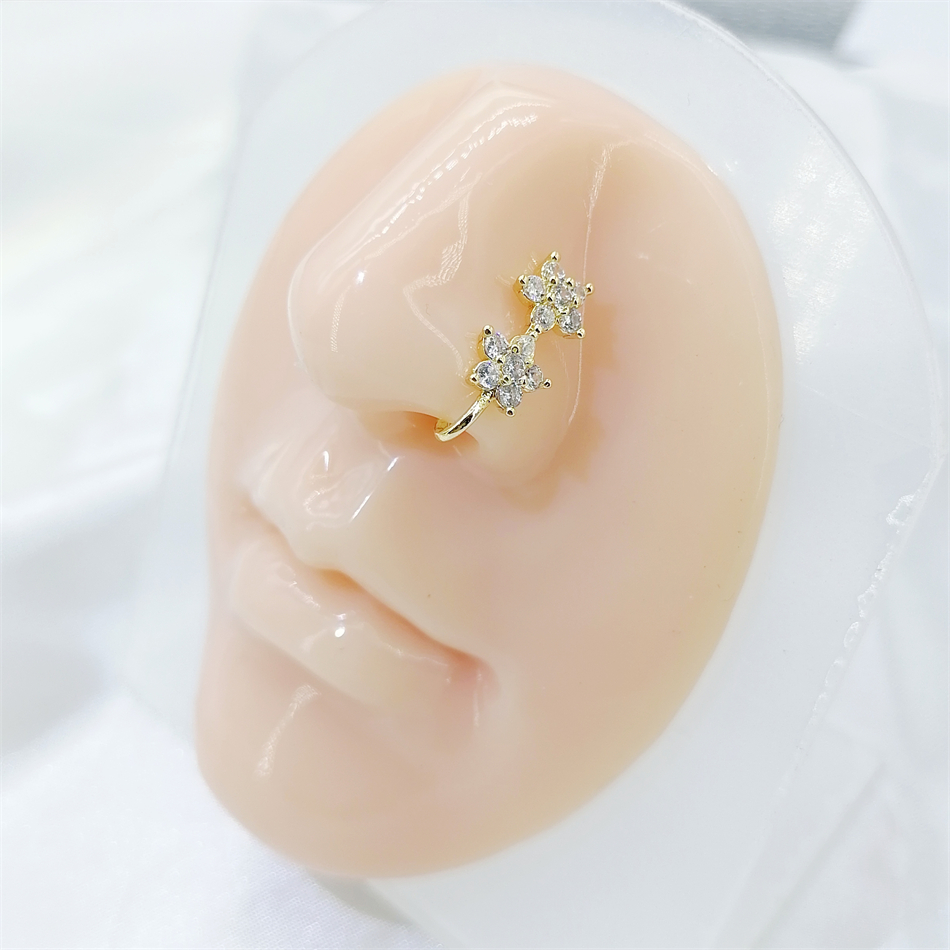 Body Jewelry Nose Studs - 1pc 2 Crystal Flowers Ear Cuff