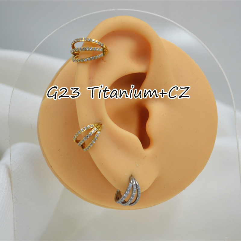 10pcs 16G CZ G23 Titanium Nose - Clicker Ring Seamless review and price