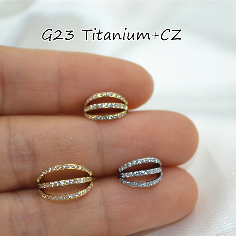 10pcs 16G CZ G23 Titanium Nose - Clicker Ring Seamless review and price