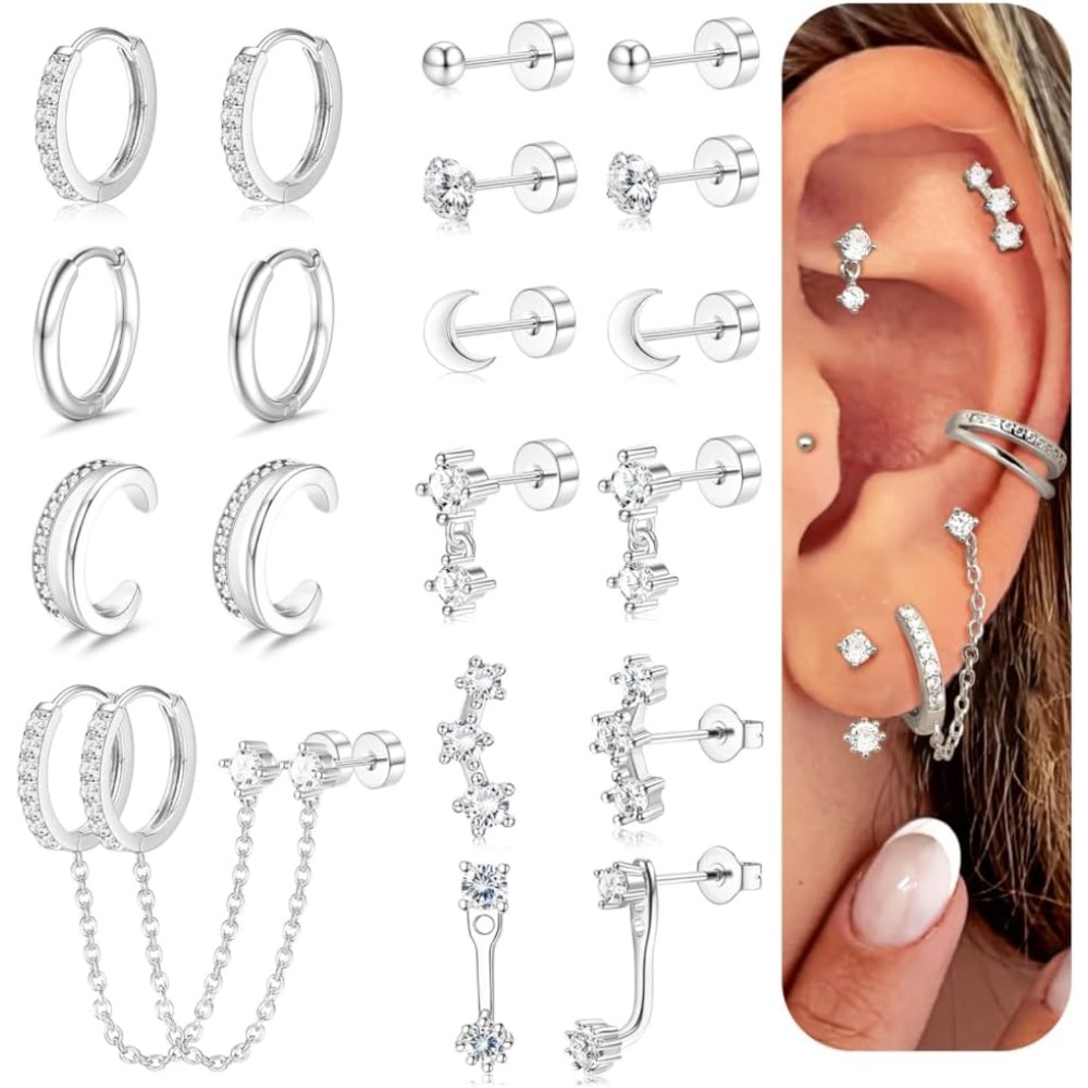 Hypoallergenic Earrings for Wo - Tragus Flat Back review and price
