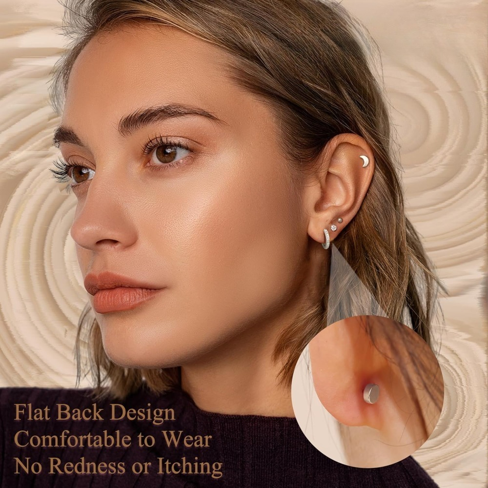 Hypoallergenic Earrings for Wo - Tragus Flat Back review and price