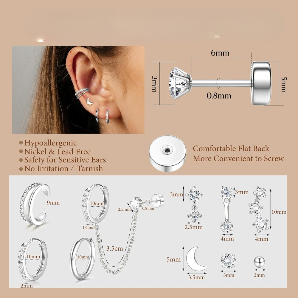 Hypoallergenic Earrings for Wo - Tragus Flat Back review and price