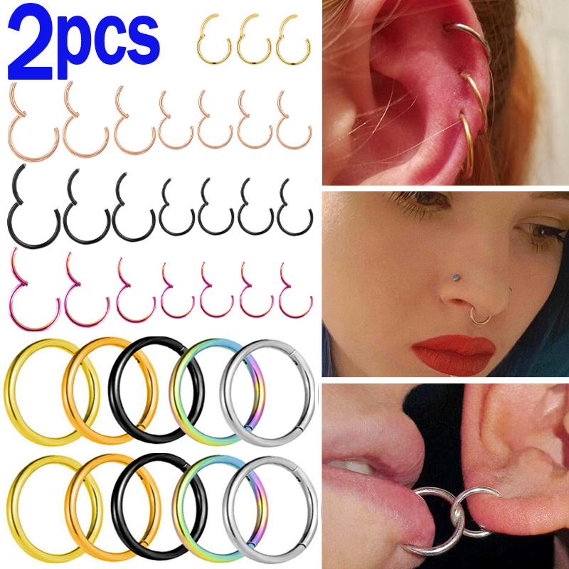 1/2PCS 6/8/10/12mm Nose Ring H - Clicker Ring Seamless review and price