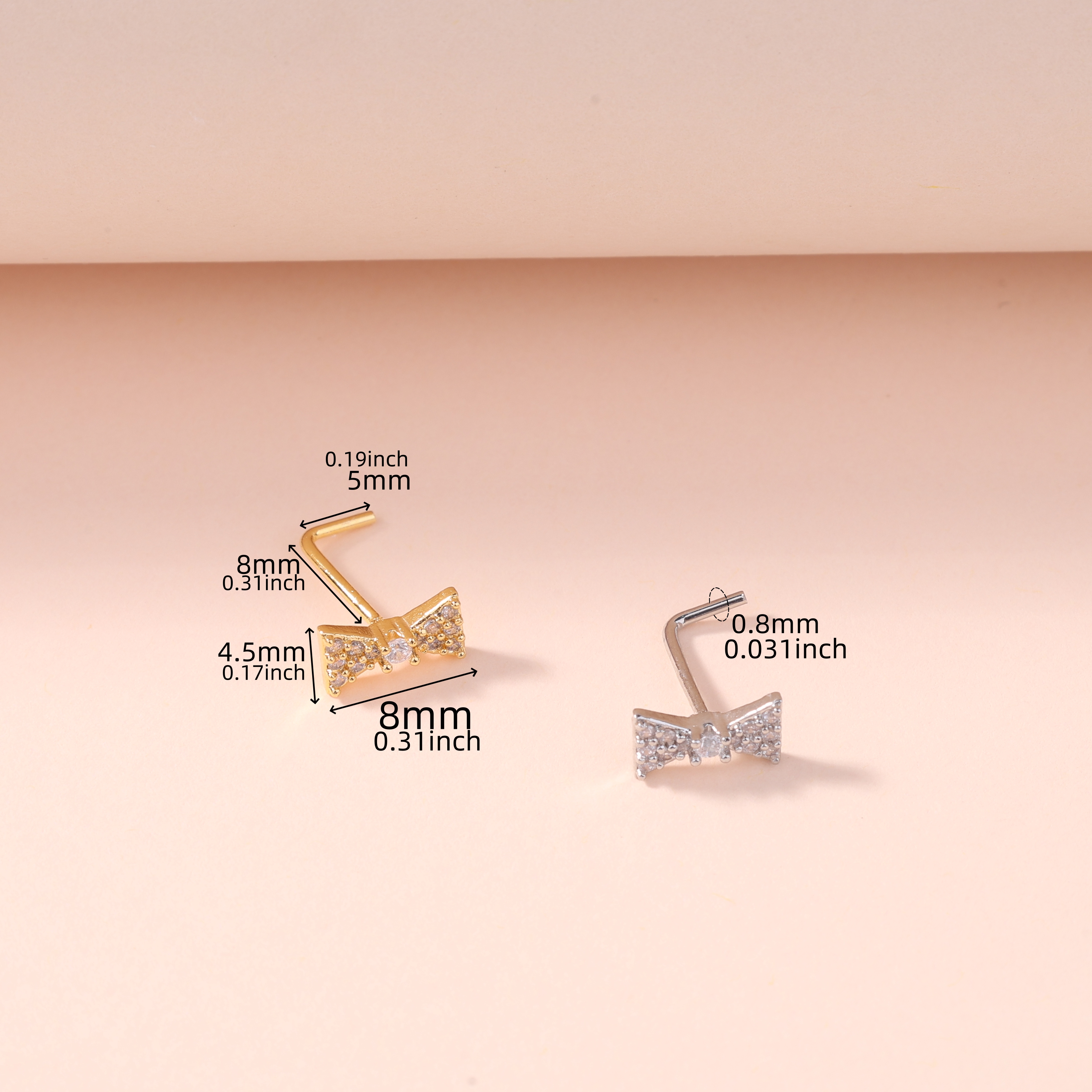 1Pcs Nose Stud Rings L Screw S - Body Jewelry Nose Studs review and price