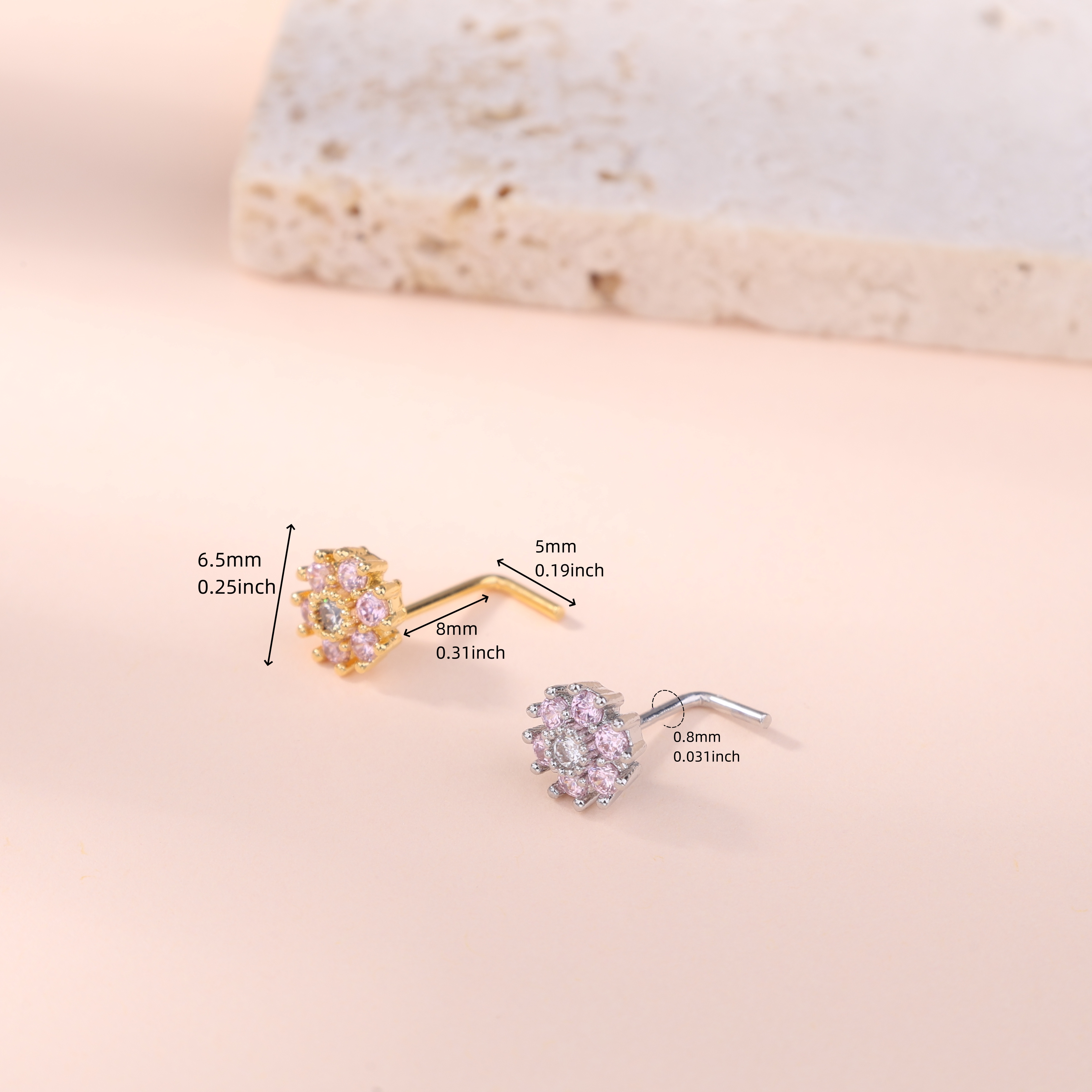 1Pcs Nose Stud Rings L Screw S - Body Jewelry Nose Studs review and price