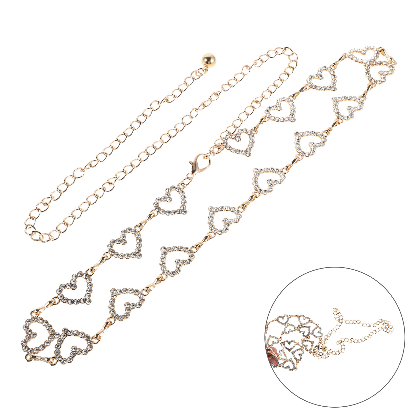 Women Heart Rhinestone Waist C - Body Jewelry Chains review and price