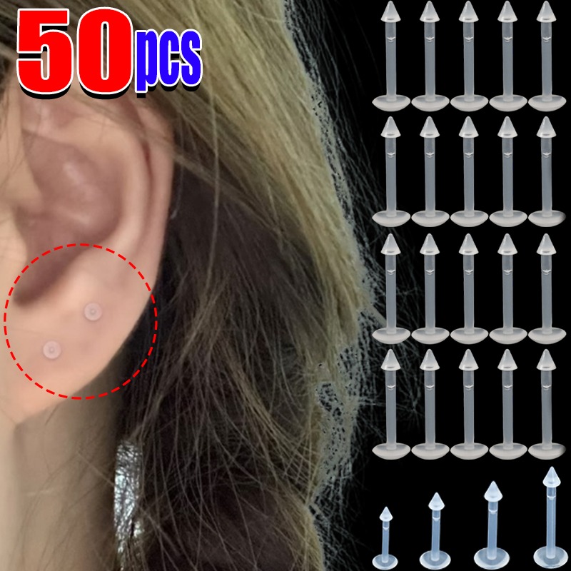 10-50Pcs Transparent Lip Studs - Body Jewelry Nose Studs review and price