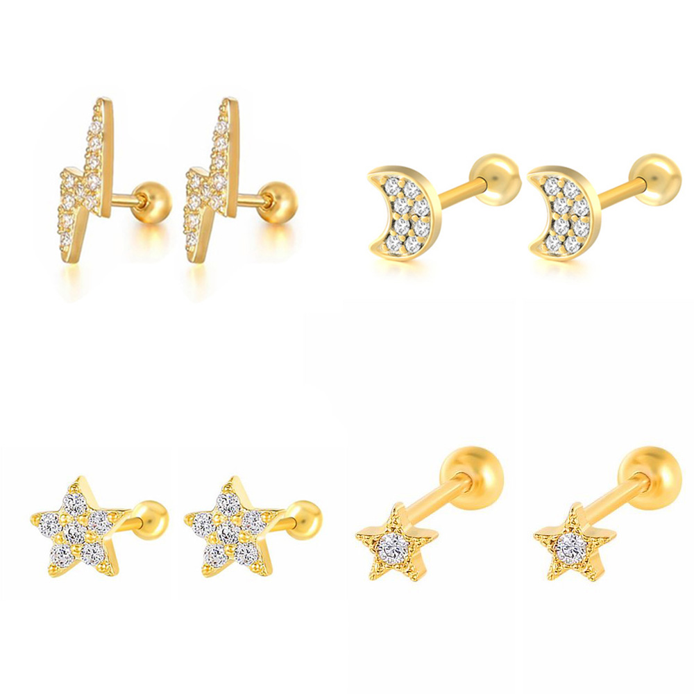 1PC Star Moon Lightning Zircon - Tragus Flat Back review and price