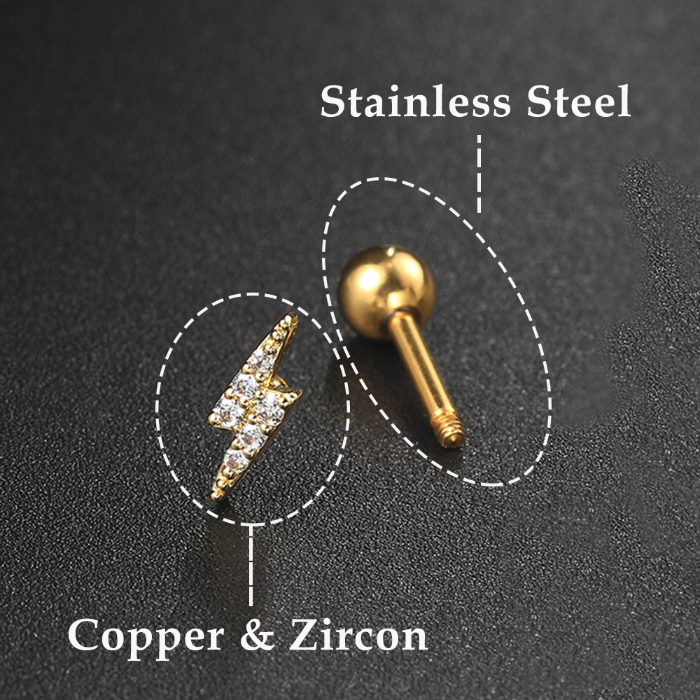 1PC Star Moon Lightning Zircon - Tragus Flat Back review and price