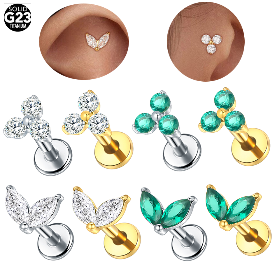 1pc Titanium White Green Zirco - Tragus Flat Back review and price