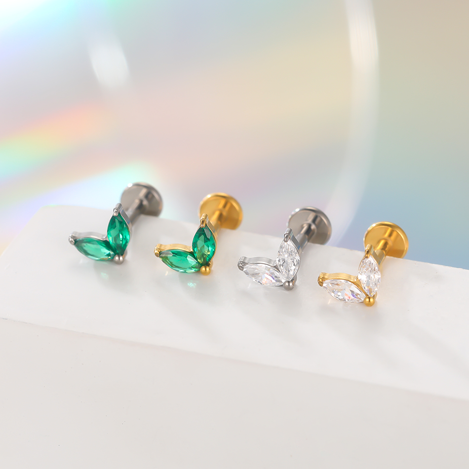 1pc Titanium White Green Zirco - Tragus Flat Back review and price