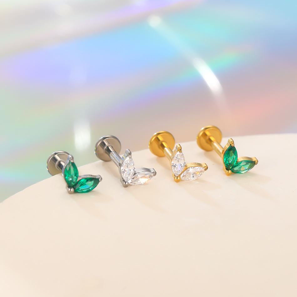 1pc Titanium White Green Zirco - Tragus Flat Back review and price