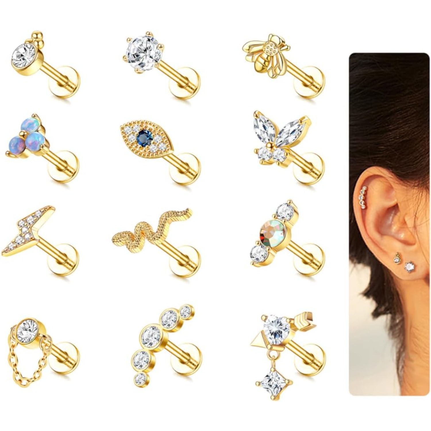 Bobisty 1Pc Cartilage Earrings - Tragus Flat Back review and price