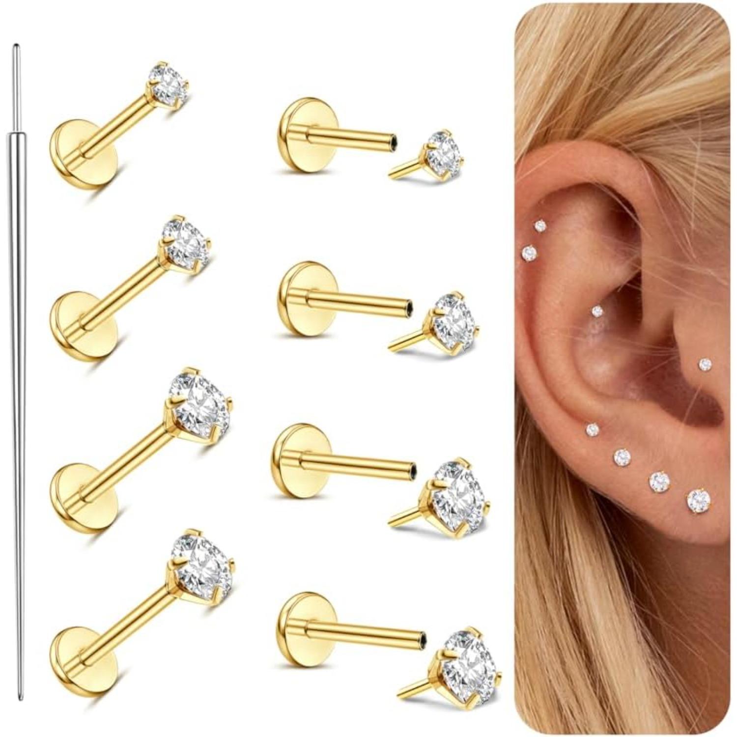 8Pcs G23 Titanium Flat Back Ea - Tragus Flat Back review and price