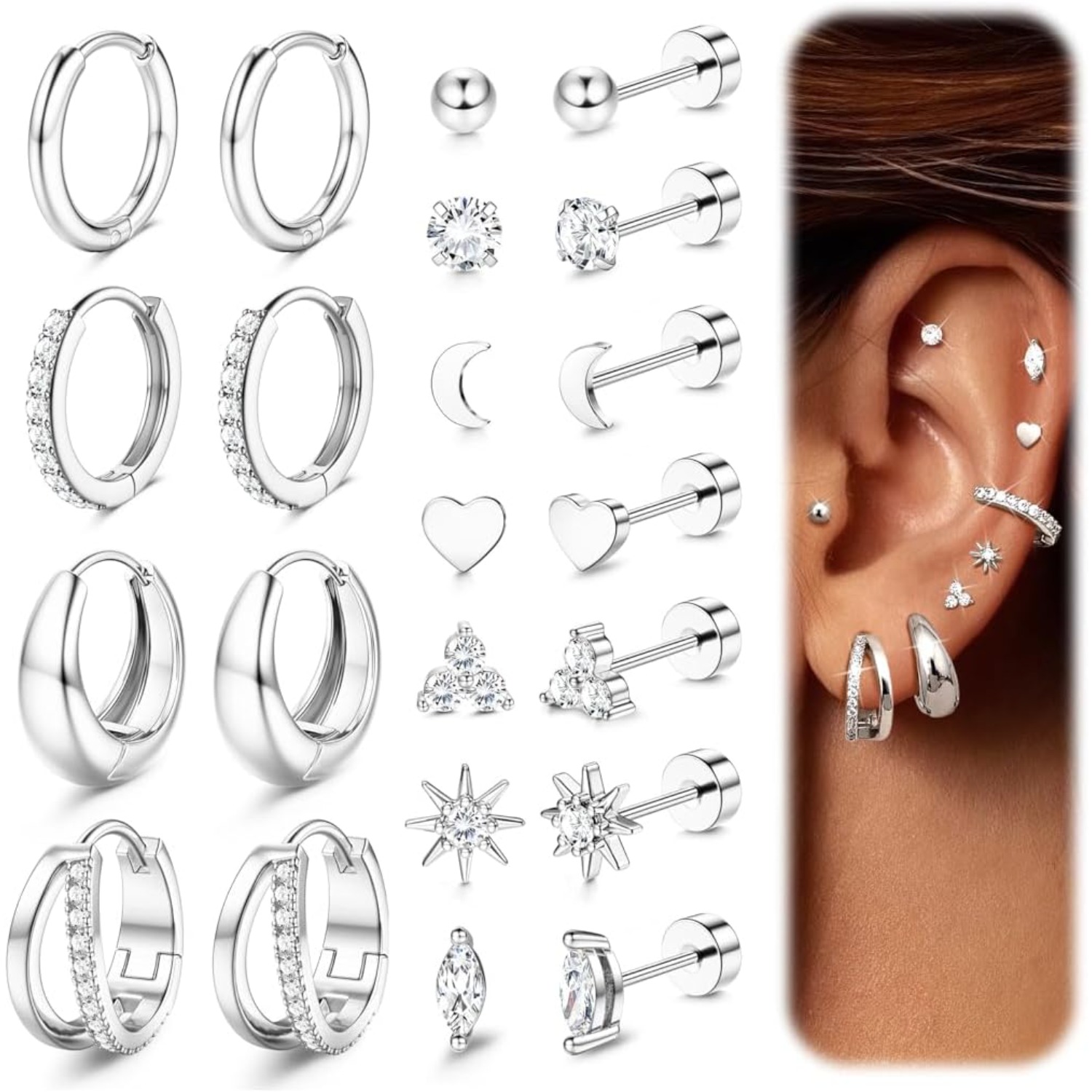 Bobisty 11 Pairs Surgical Stee - Tragus Flat Back review and price
