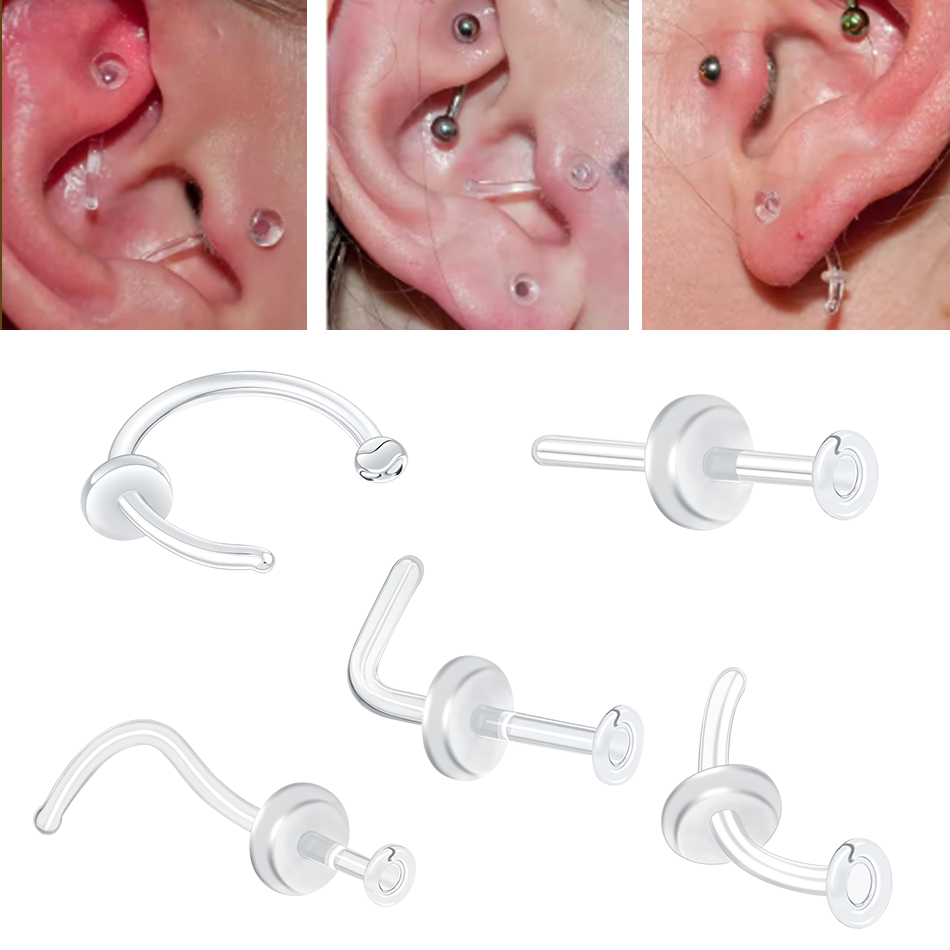 1/5PCS Glass Nose Stud Transpa - Body Jewelry Storage review and price