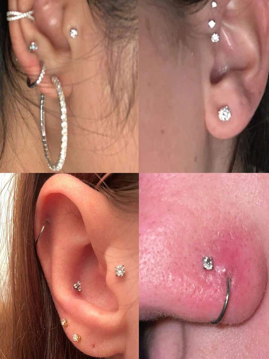 6PCS Stainless Steel Nose Stud - Tragus Flat Back review and price