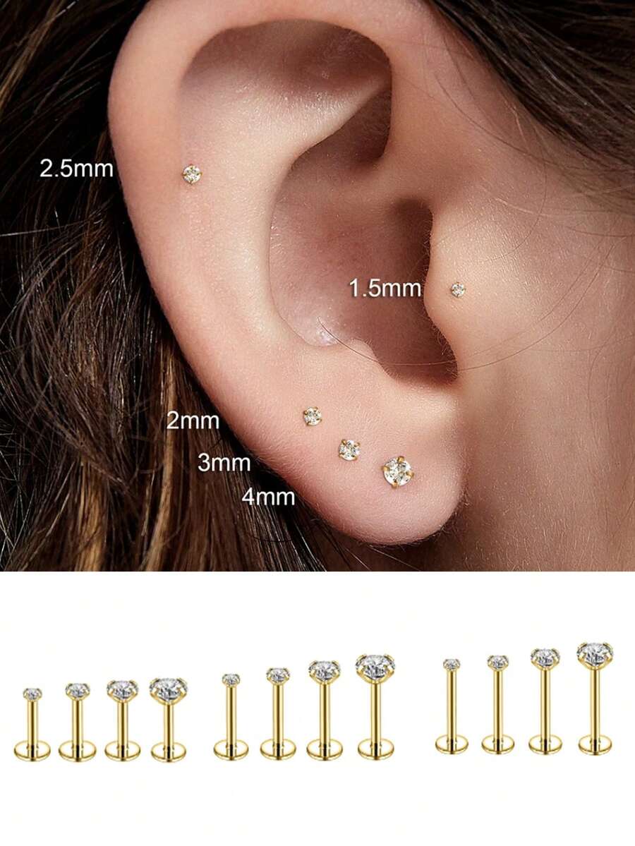 6PCS Stainless Steel Nose Stud - Tragus Flat Back review and price