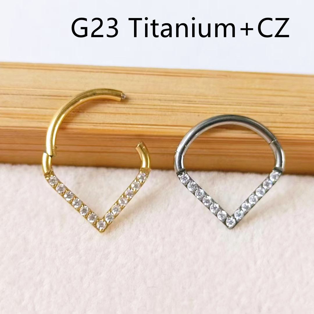 10pcs G23 Titanium F136 CZ Hea - Clicker Ring Seamless review and price