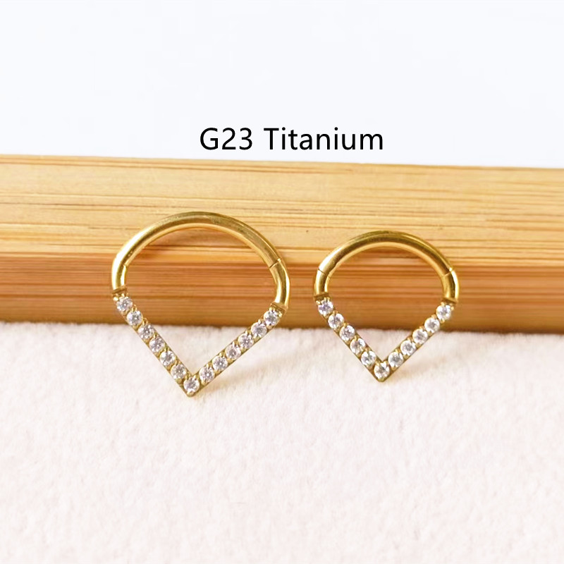 10pcs G23 Titanium F136 CZ Hea - Clicker Ring Seamless review and price