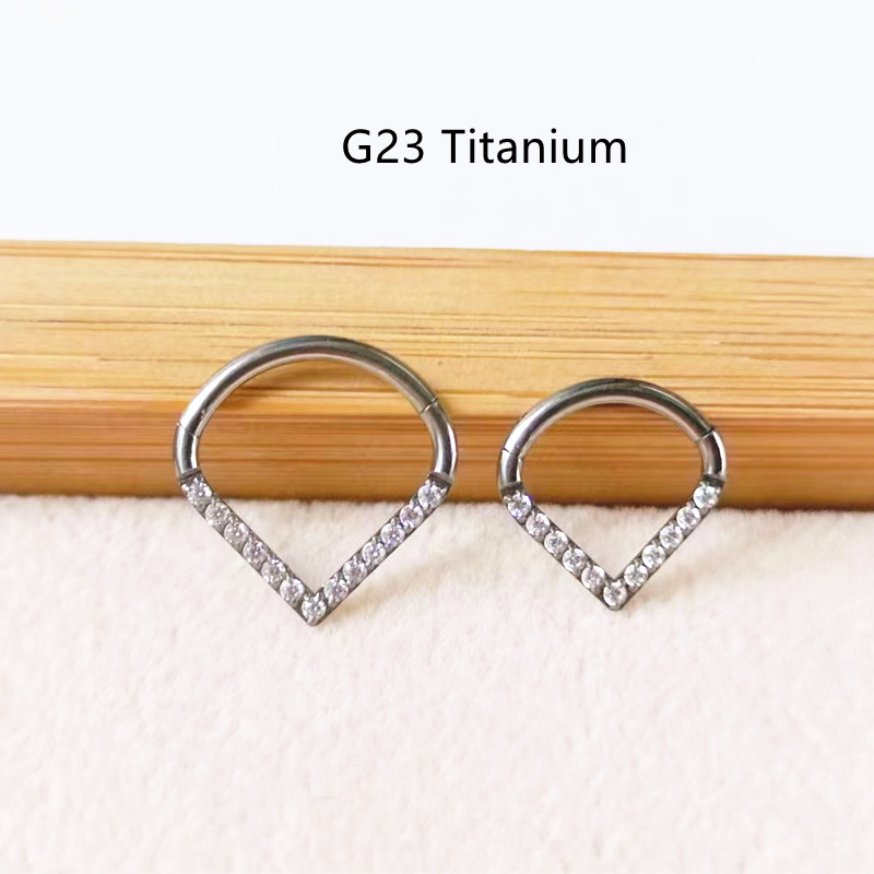 10pcs G23 Titanium F136 CZ Hea - Clicker Ring Seamless review and price