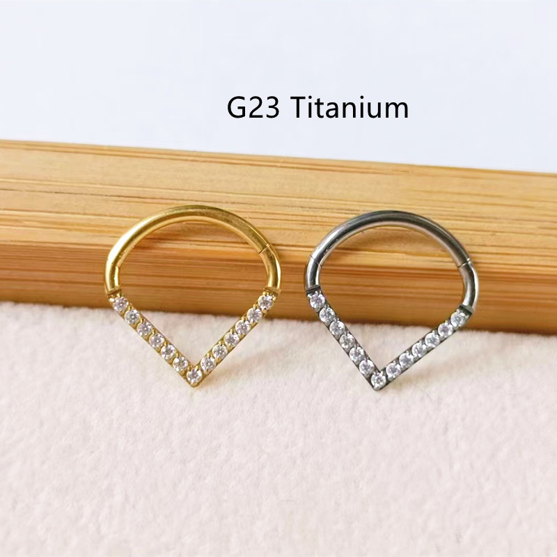 10pcs G23 Titanium F136 CZ Hea - Clicker Ring Seamless review and price