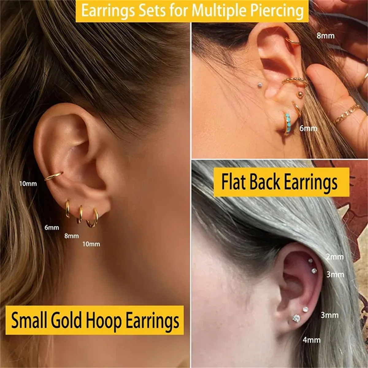 3/5/6/10pcs Hypoallergenic Sta - Tragus Flat Back review and price