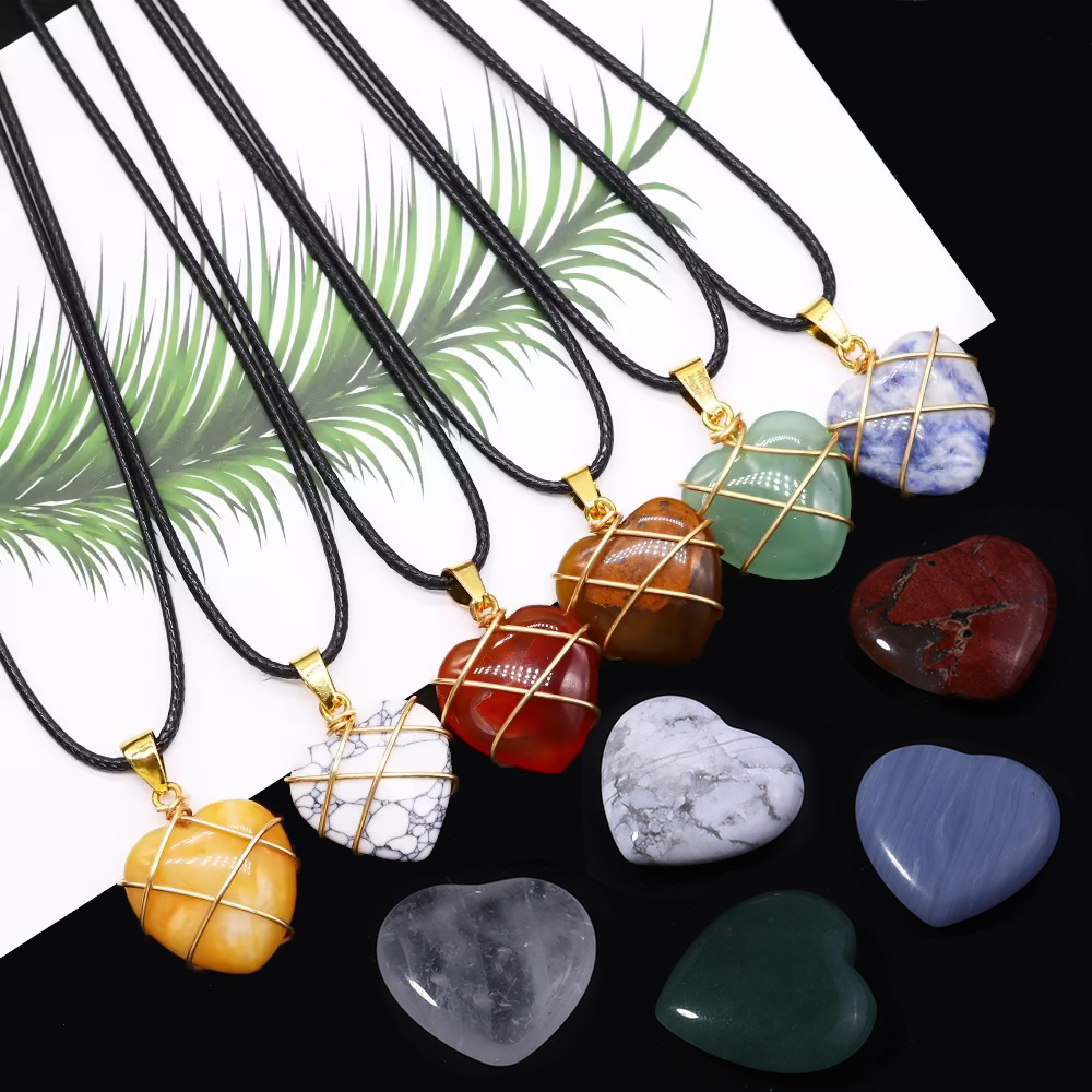5pcs No Hole Heart Natural Sto - Body Jewelry Piercing review and price