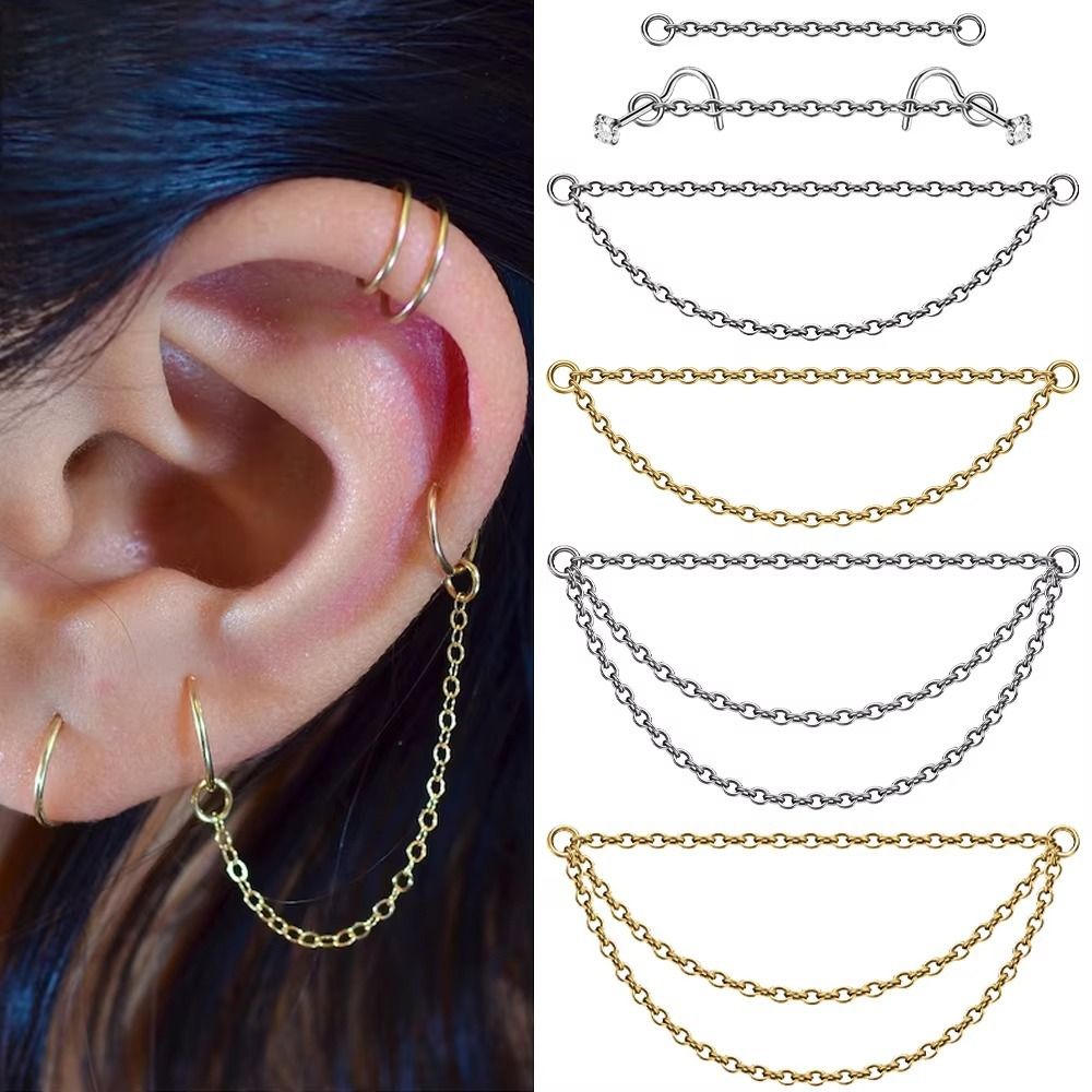 Titanium Nose Chain Double Cha - Body Jewelry Titanium review and price