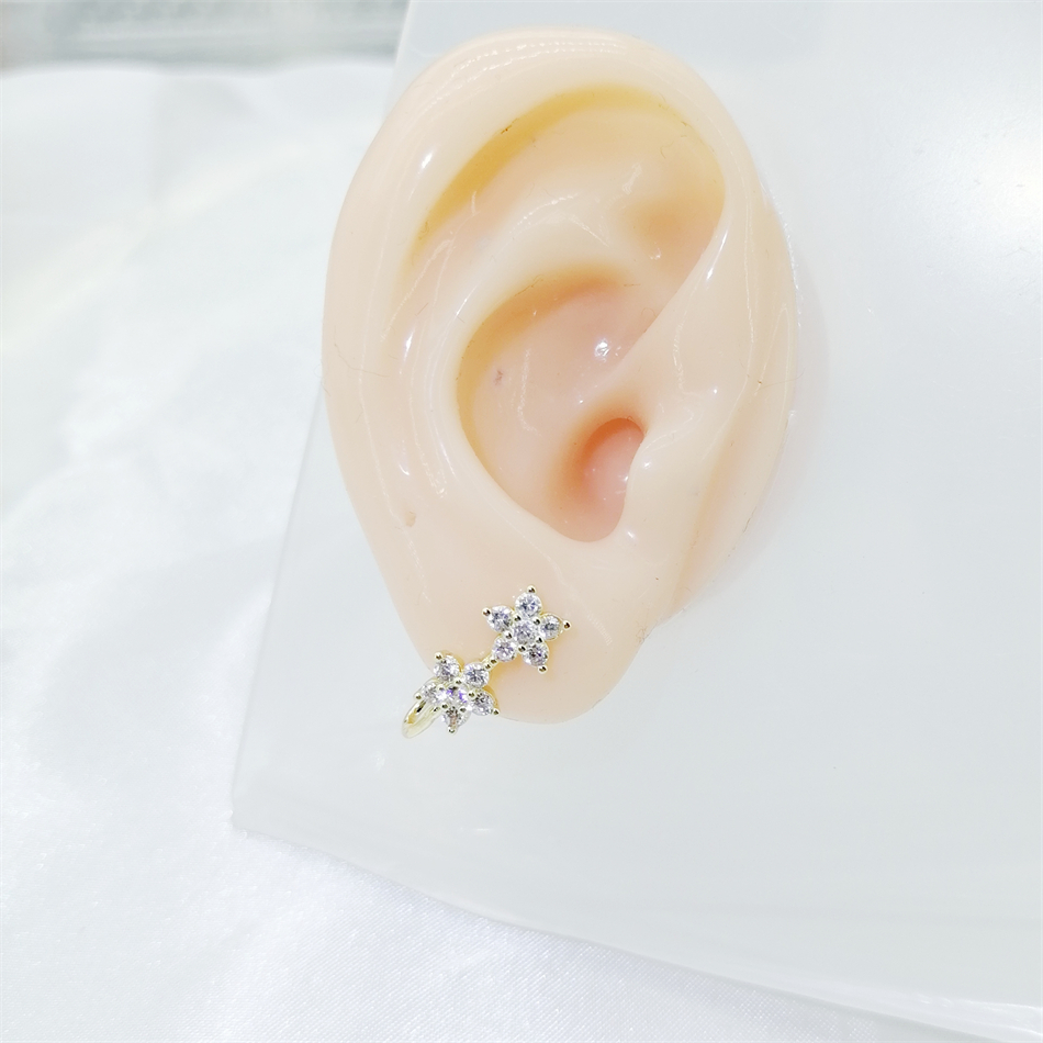 1pc 2 Crystal Flowers Ear Cuff - Body Jewelry Nose Studs review and price