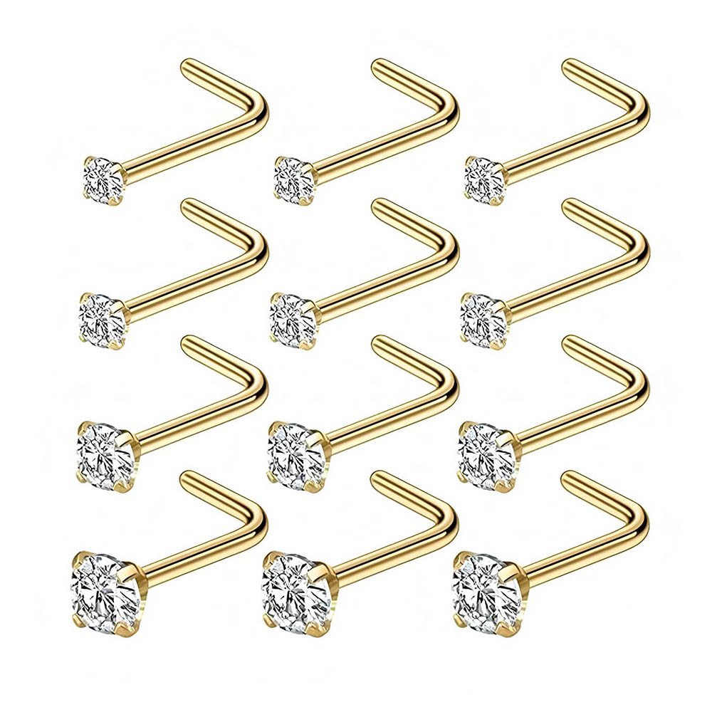 12-Piece Full Set 316L Hypoall - Body Jewelry Nose Studs review and price
