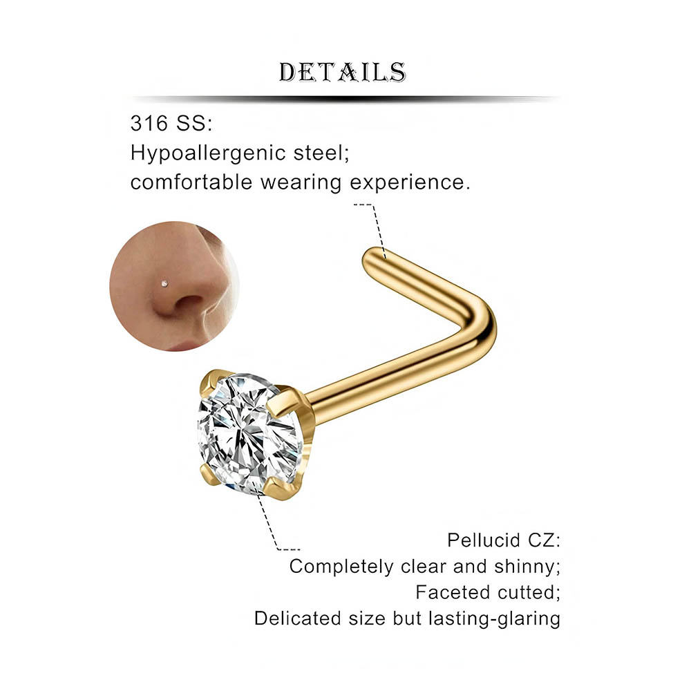 12-Piece Full Set 316L Hypoall - Body Jewelry Nose Studs review and price