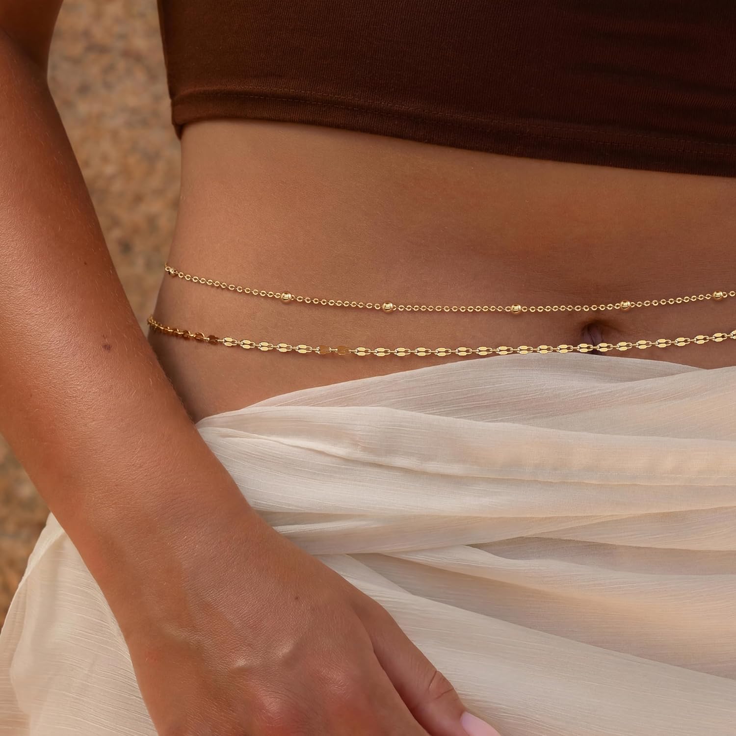 14K Gold Plated Waist Chain Wo - Body Jewelry Chains review and price